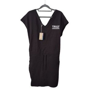 Patagonia Cotton Dress Womens Large Black Truly Open Back washed but never worn